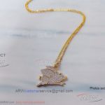 AAA APM Monaco Jewelry Replica - Yellow Gold Diamond Flying Pig Necklace